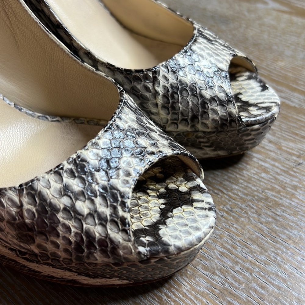 JIMMY CHOO Snake Platform Peep Toe Heels 38.5 - Picture 12 of 12